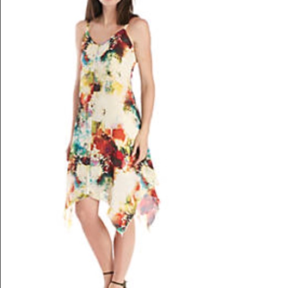 New Abstract Summer Print  Hanky Hem Cami Strap Dress.